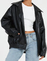 losse oversized leren jas dames