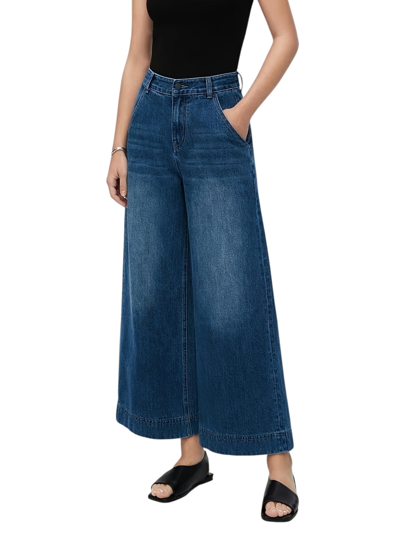 Dames Wijde Jeans Met Hoge Taille