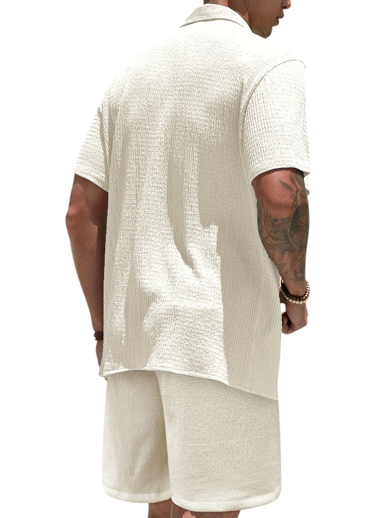 Heren 2-Delig Zomer Set – Geruit Overhemd & Korte Broek, Casual & Lichtgewicht