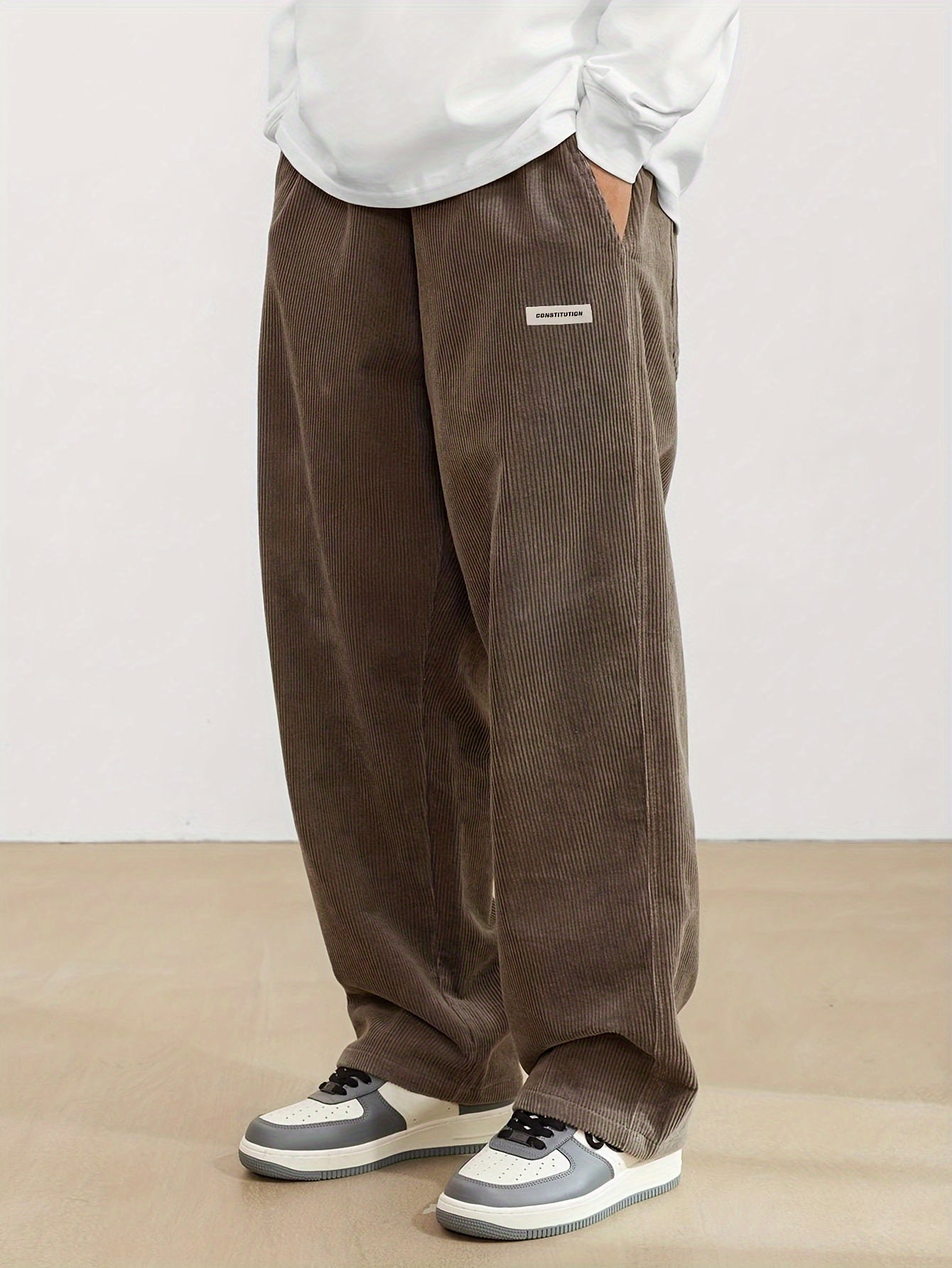 Corduroy Wijde Heren Broek Met Zakken - Zandri