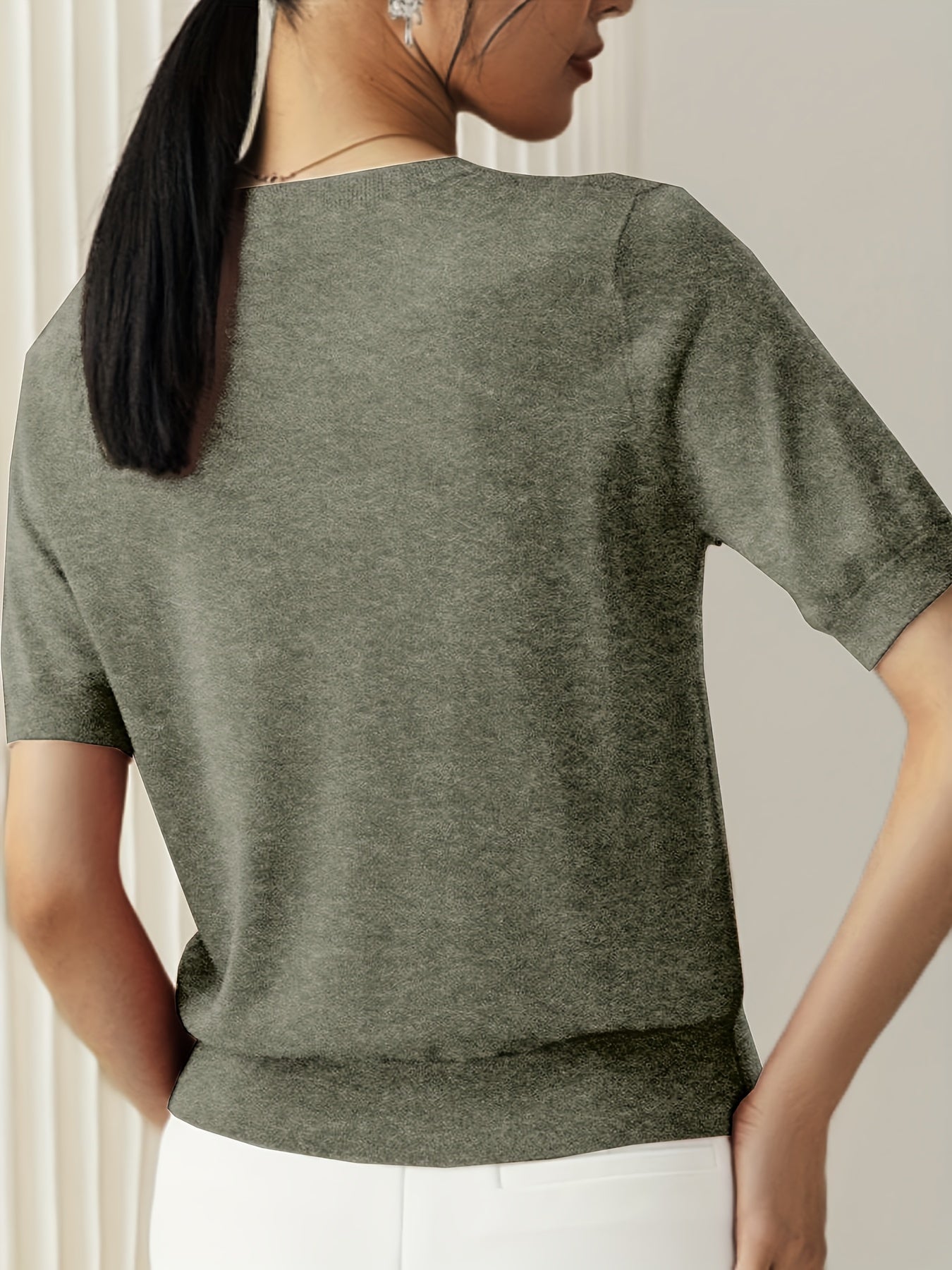 Casual Gebreid Shirt Met Korte Mouwen