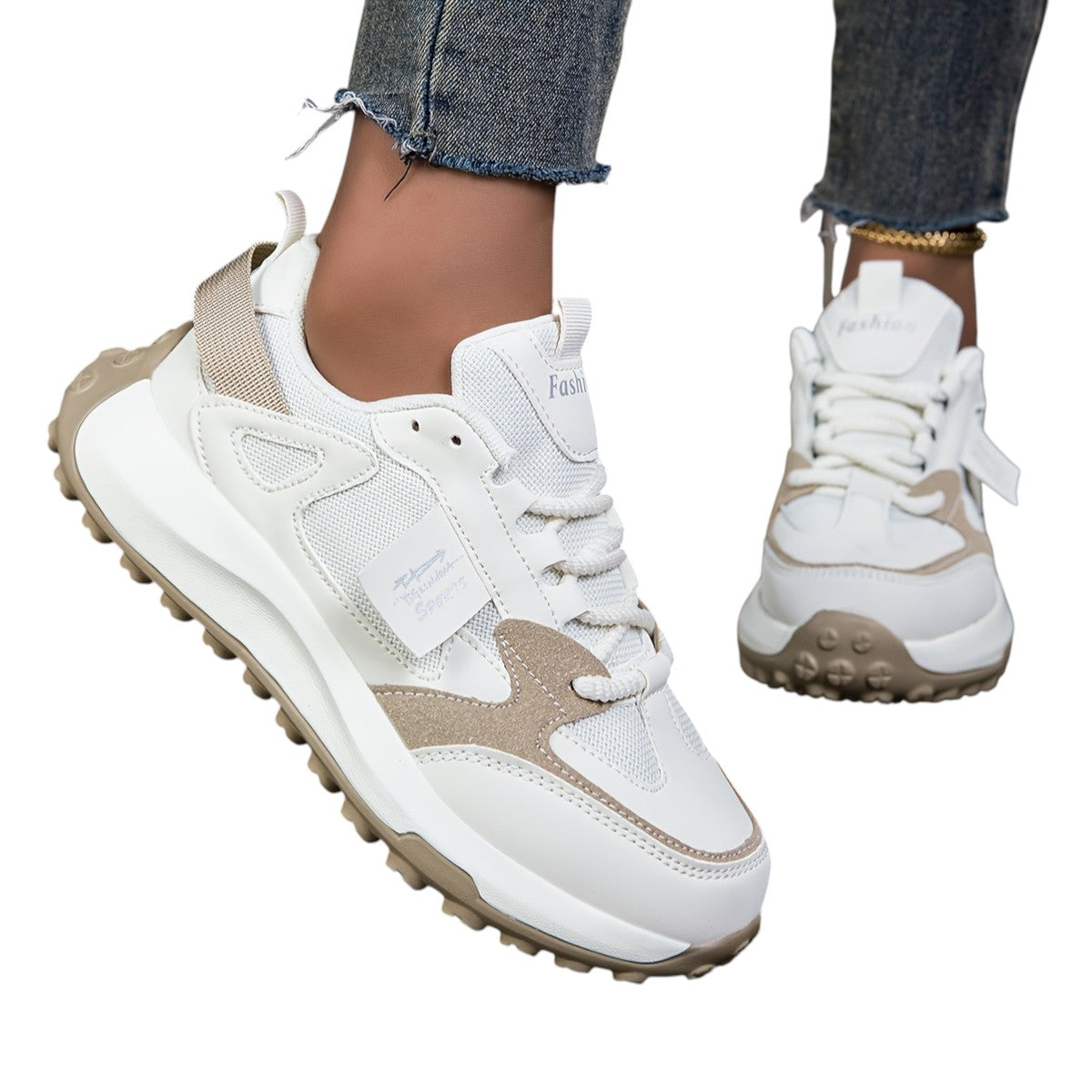 Casual Dames Sneakers Met Hoge Zool