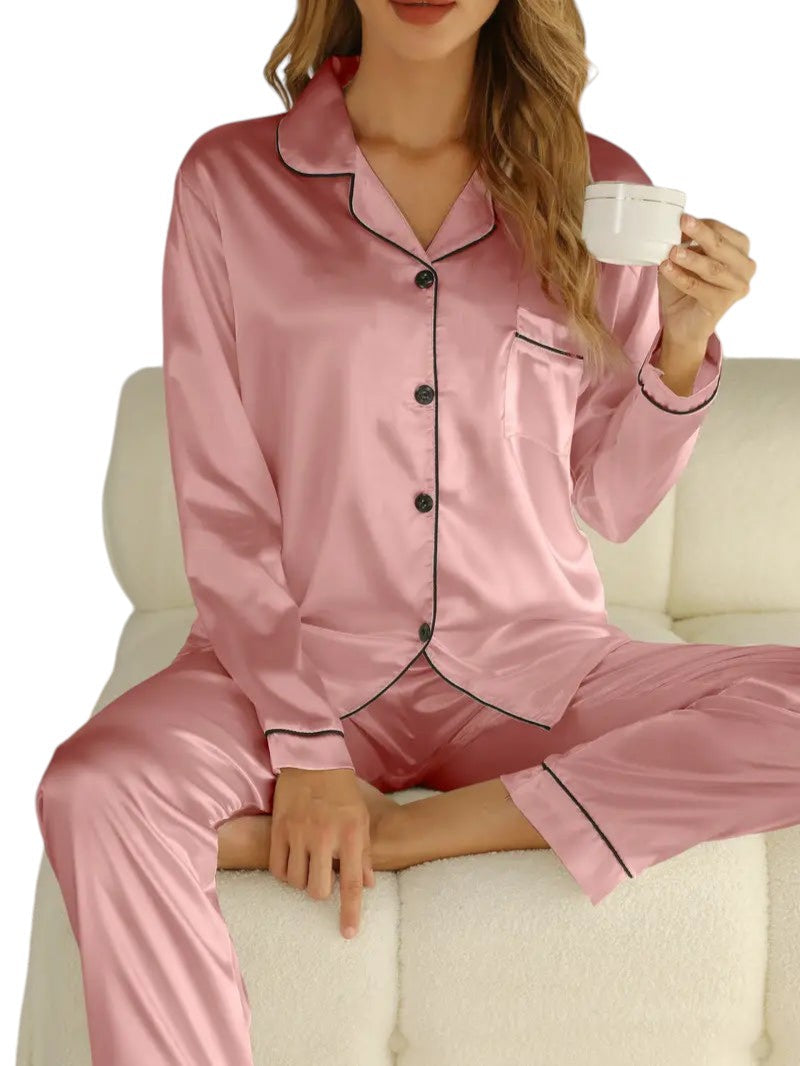 Hoogwaardig Satijnen Pyjamaset voor Dames