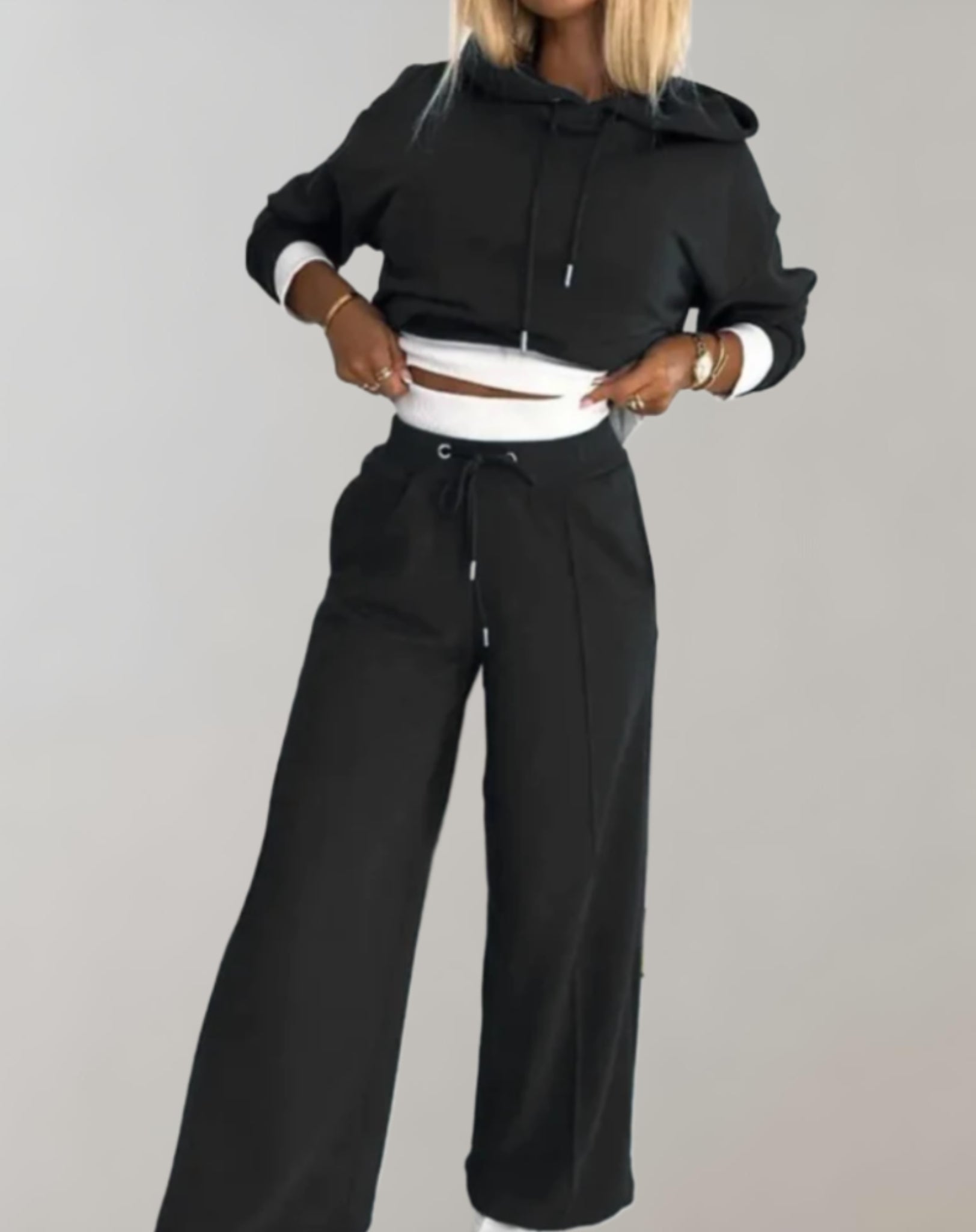 2-Delig Huispak Cropped Hoodie & Broek - Romy