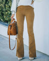 elegante dames broek flarebroek met hoge taille van suede