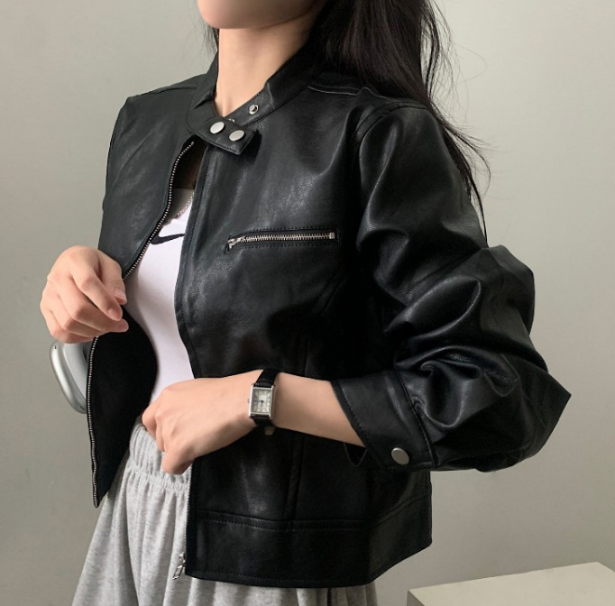 Retro Losse Leren Dames Jasje