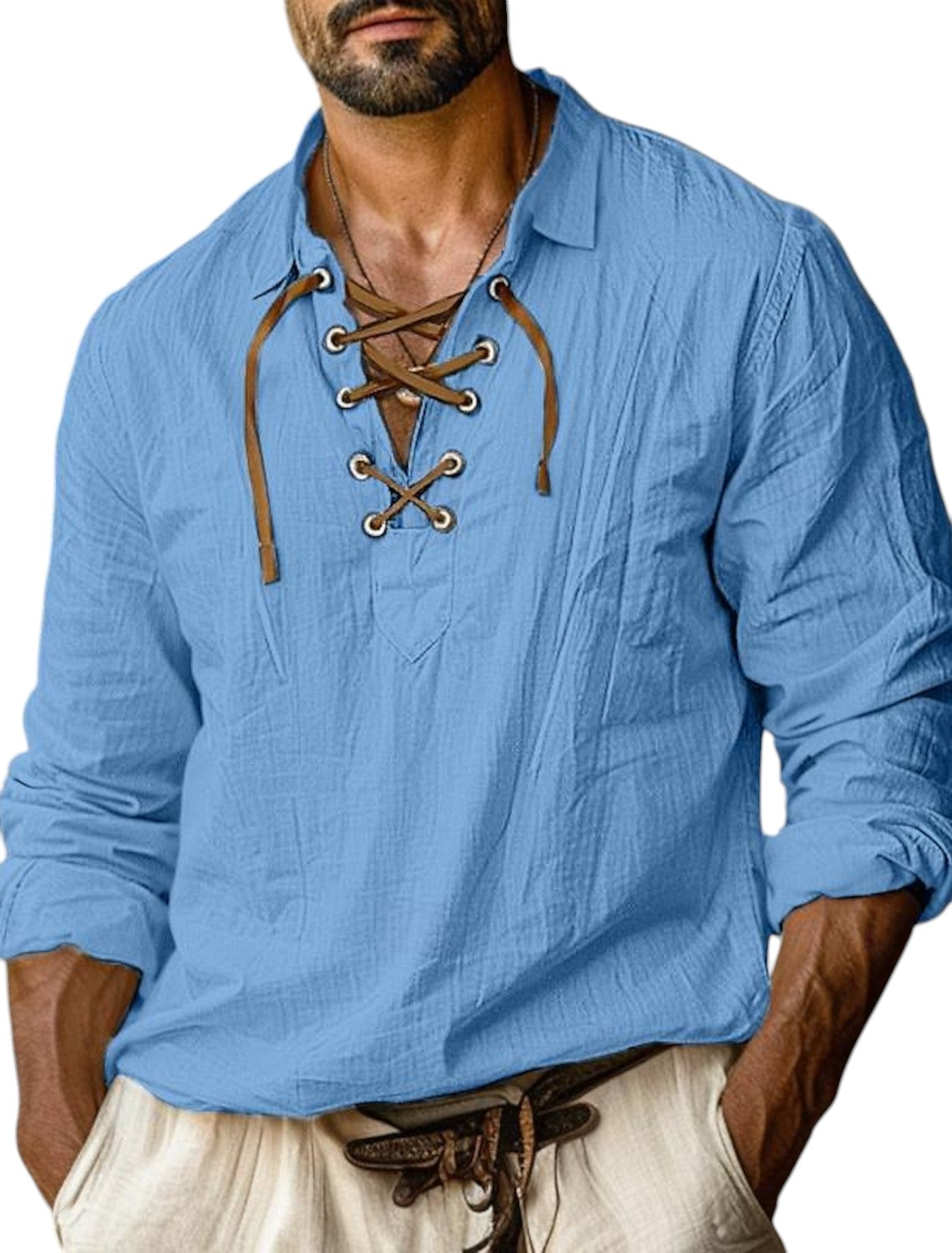 Heren Linnen Shirt Met Lange Mouwen