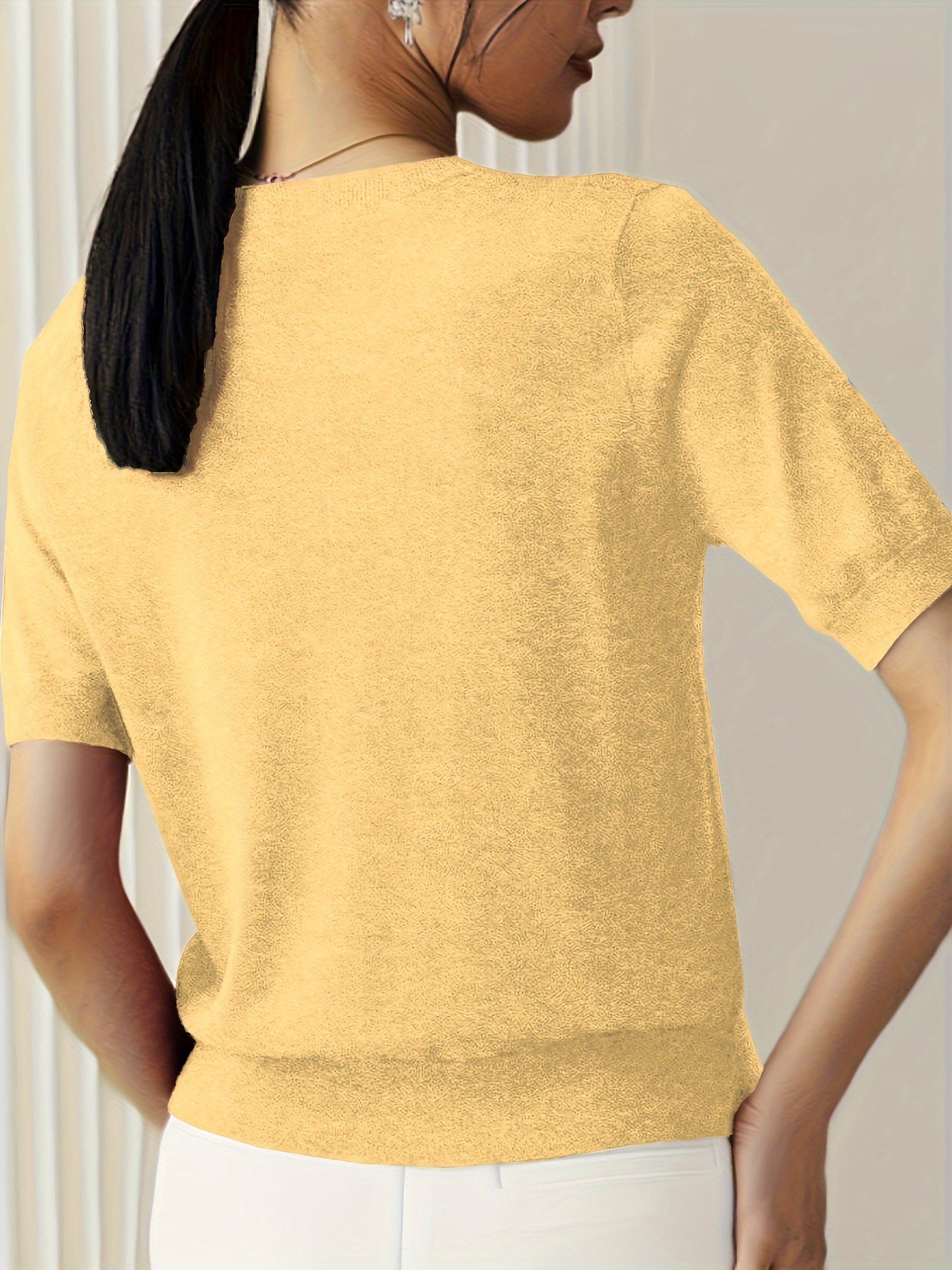 Casual Gebreid Shirt Met Korte Mouwen