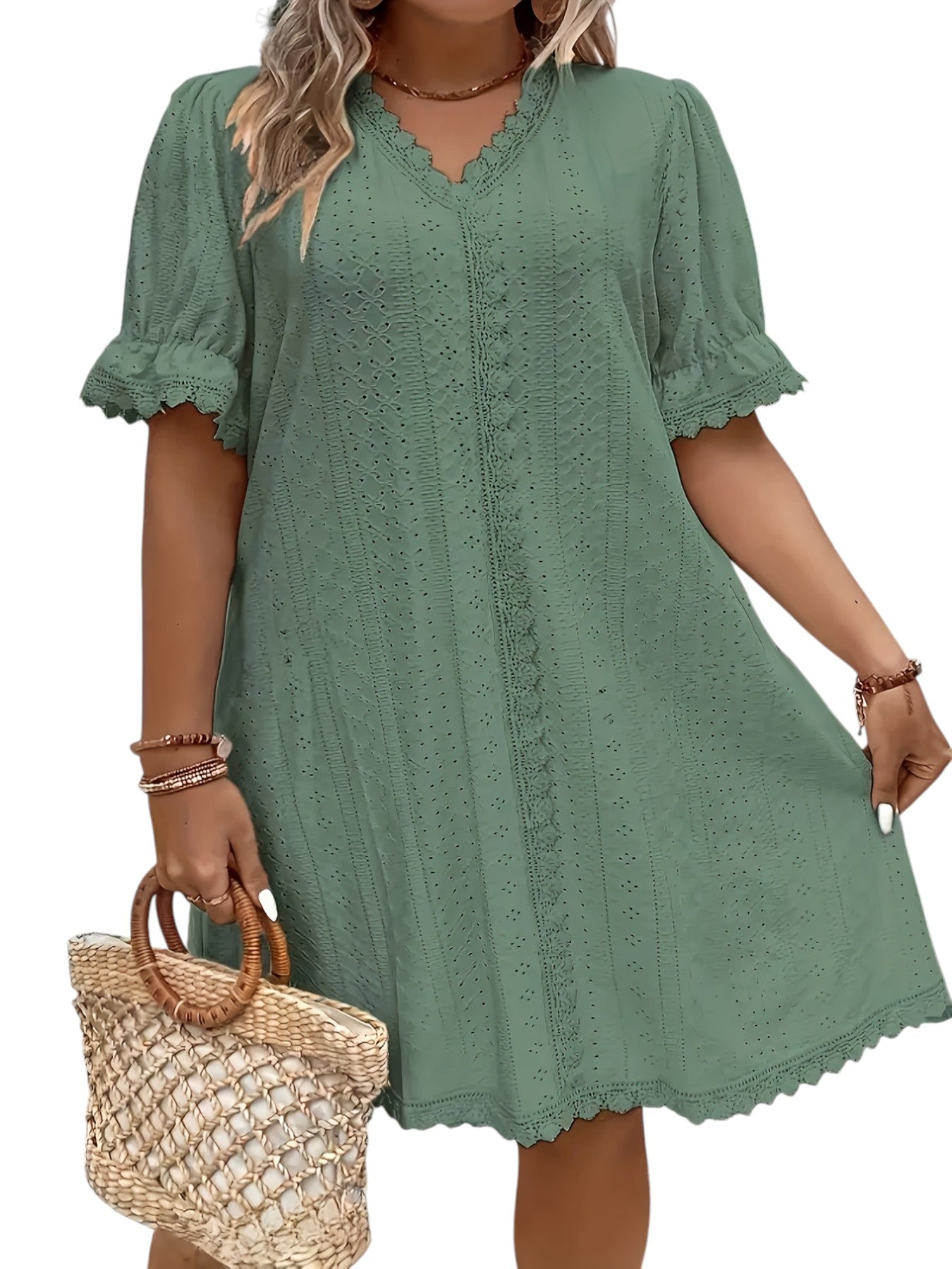 Stijlvolle Plus Size V-Hals Jurk Dames
