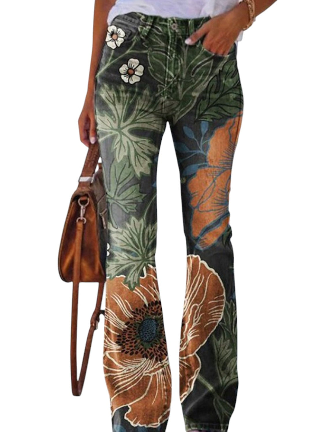 Dames Jeans Met Bloemenprint