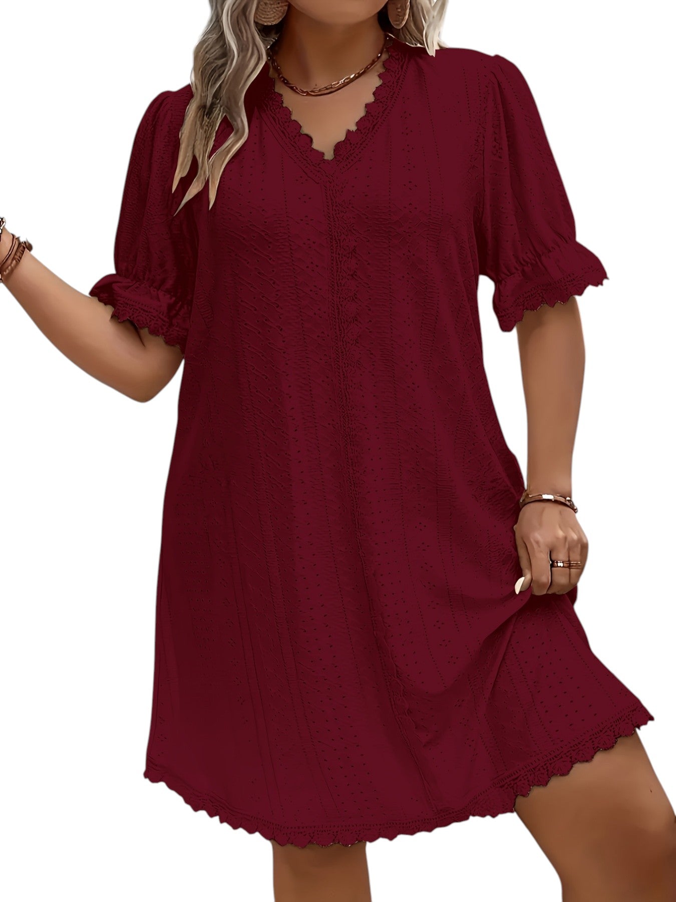 Stijlvolle Plus Size V-Hals Jurk Dames